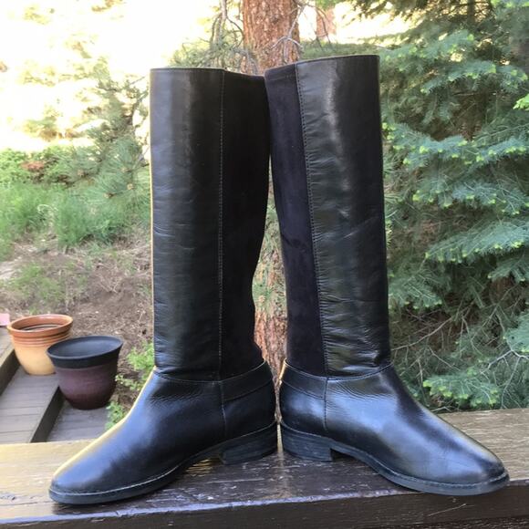 Cole Haan Adler Riding Tall Suede Leather Pull on Black Boots Women's Size 5.5B - Picture 8 of 12